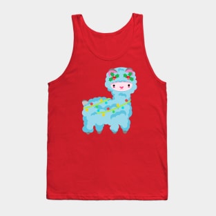 fluffy holiday blue llama Tank Top